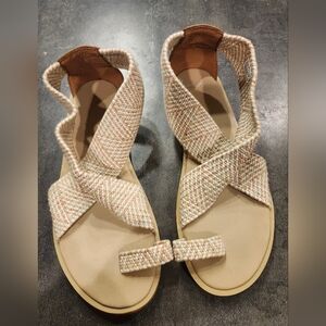 Sanuk Yoga Gemini Sandal Woven Strappy Toe Strap Sandals Flats Sz 8